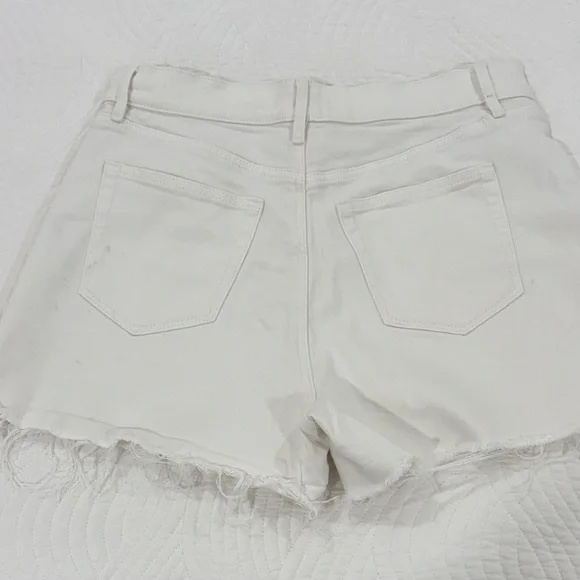 LOFT White Denim Cutoff Shorts with Frayed Hem - Picture 4 of 5